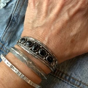 Sterling/onyx cuff , fits 6-6 1/4” wrist